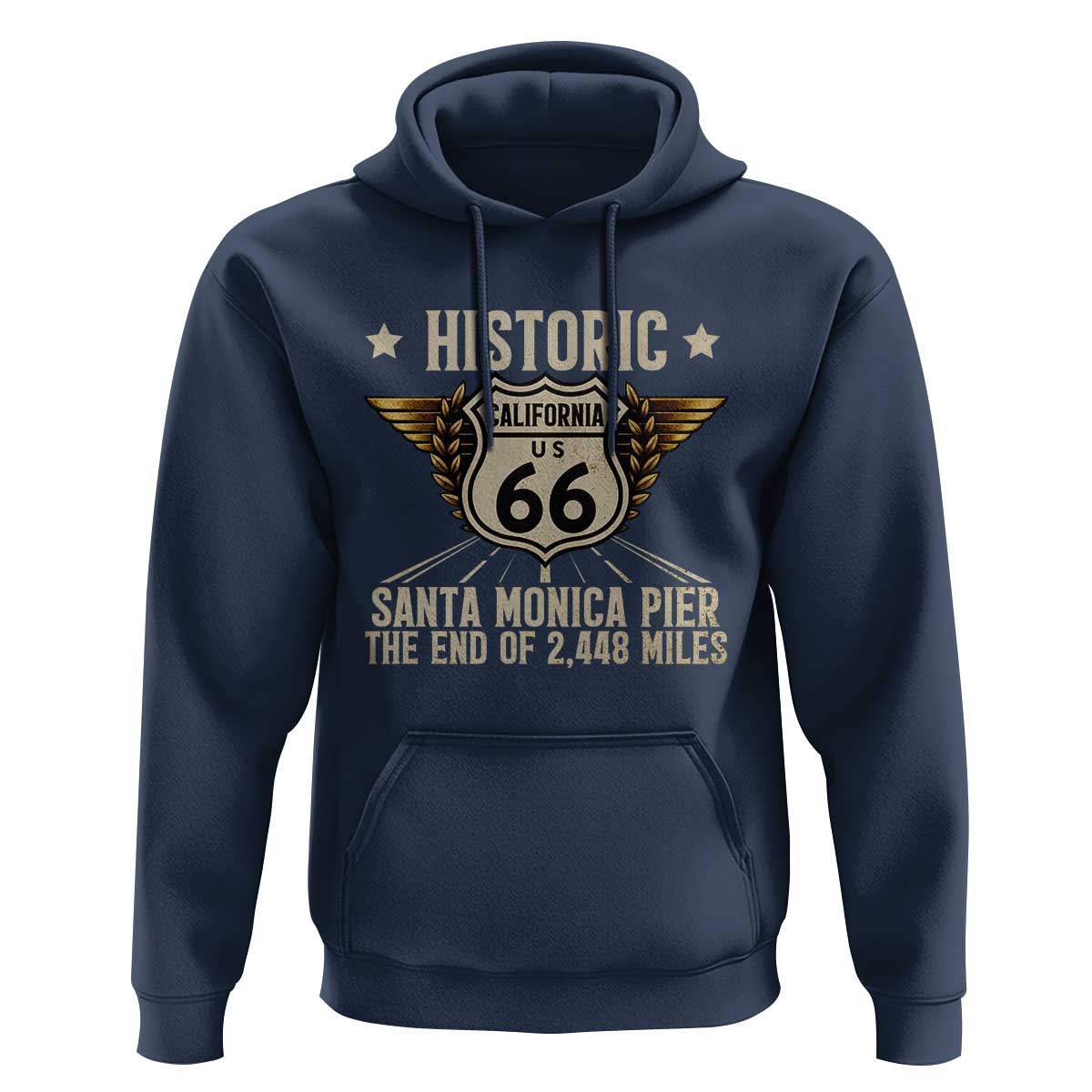Route Highway 66 Historic California Santa Monica Pier Hoodie