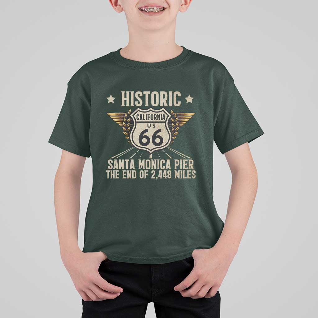 Route Highway 66 Historic California Santa Monica Pier T Shirt For Kid