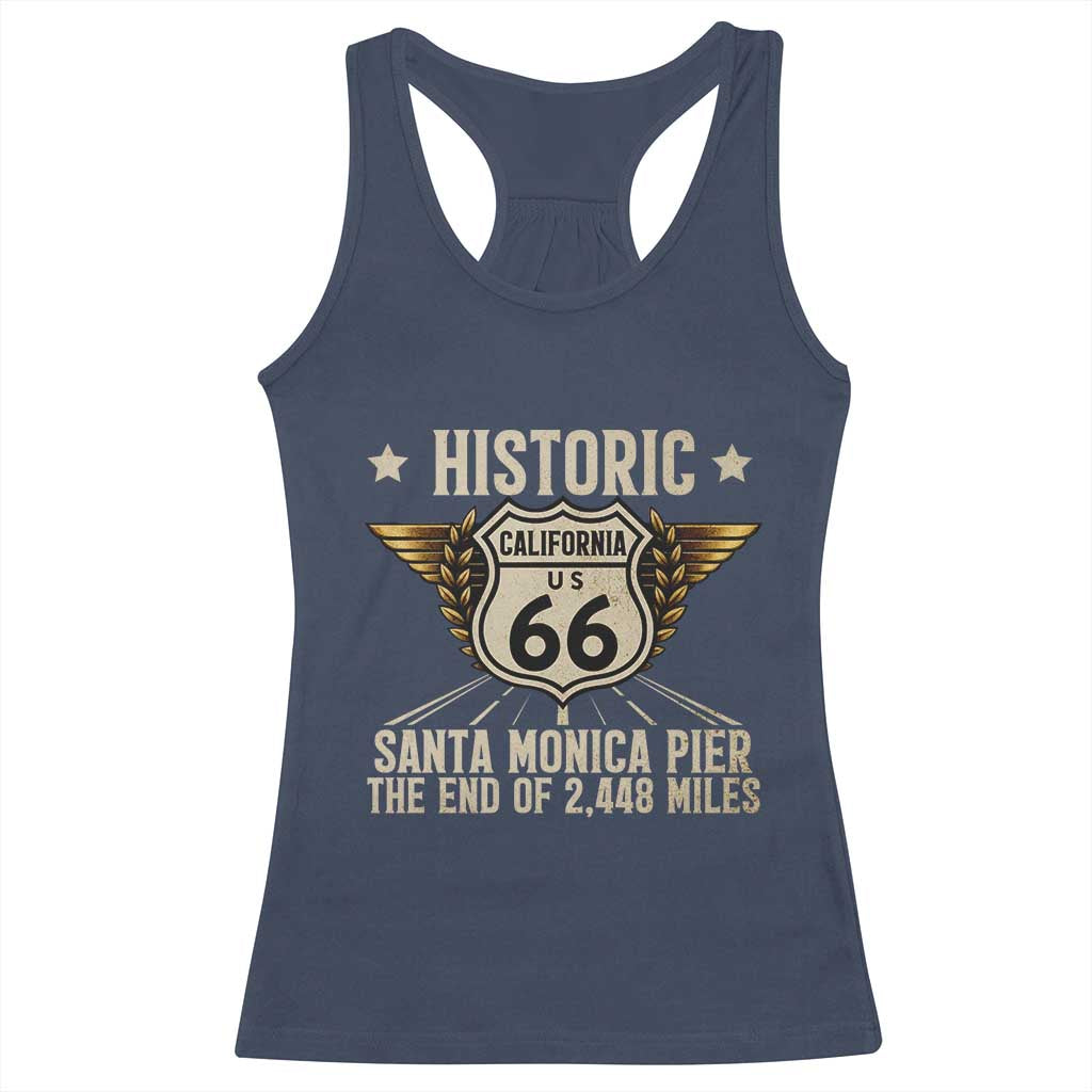 Route Highway 66 Historic California Santa Monica Pier Racerback Tank Top