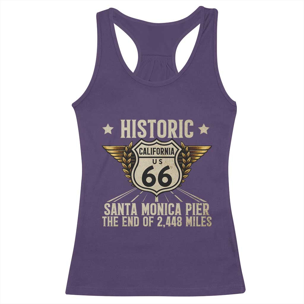 Route Highway 66 Historic California Santa Monica Pier Racerback Tank Top