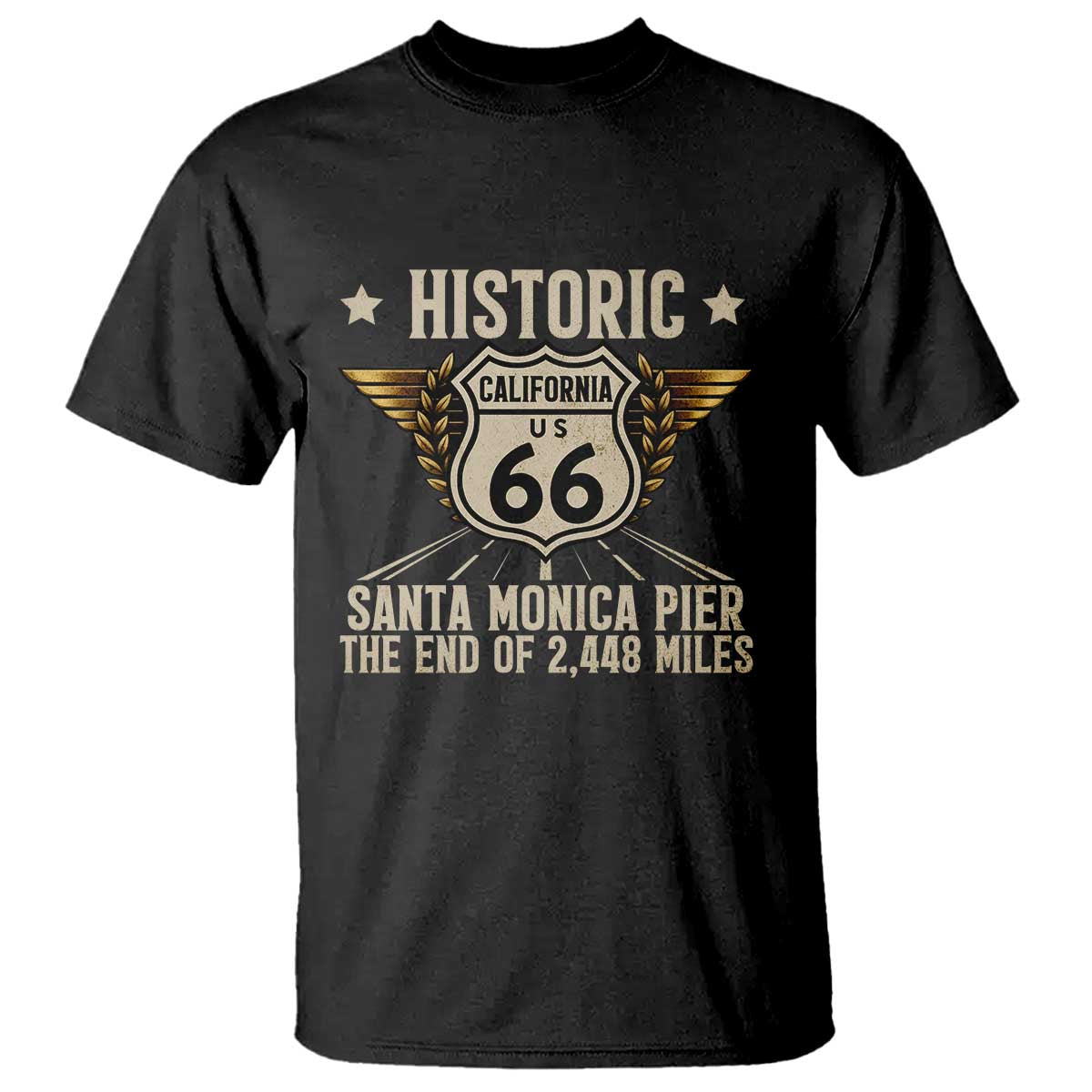 Route Highway 66 Historic California Santa Monica Pier T Shirt