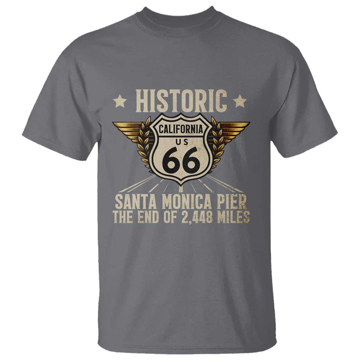 Route Highway 66 Historic California Santa Monica Pier T Shirt