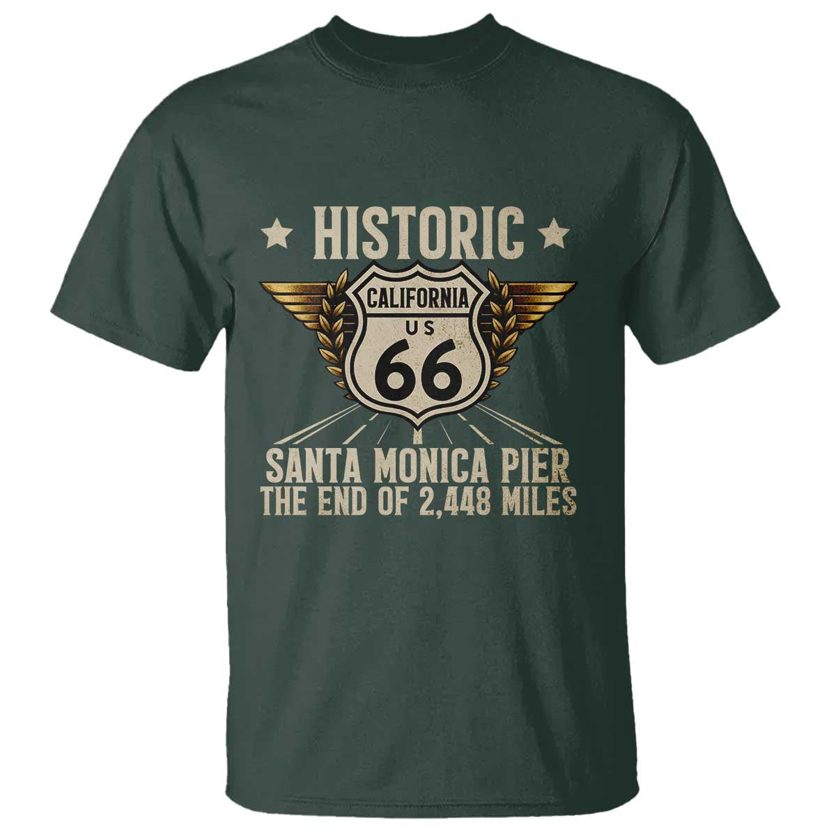 Route Highway 66 Historic California Santa Monica Pier T Shirt