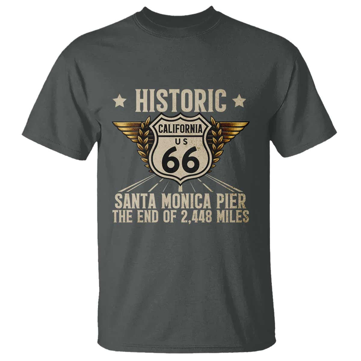Route Highway 66 Historic California Santa Monica Pier T Shirt