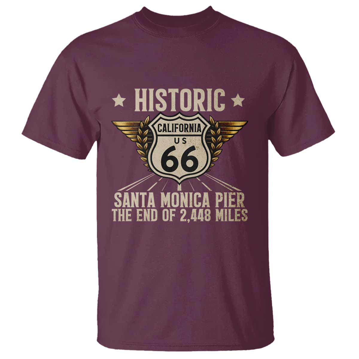 Route Highway 66 Historic California Santa Monica Pier T Shirt