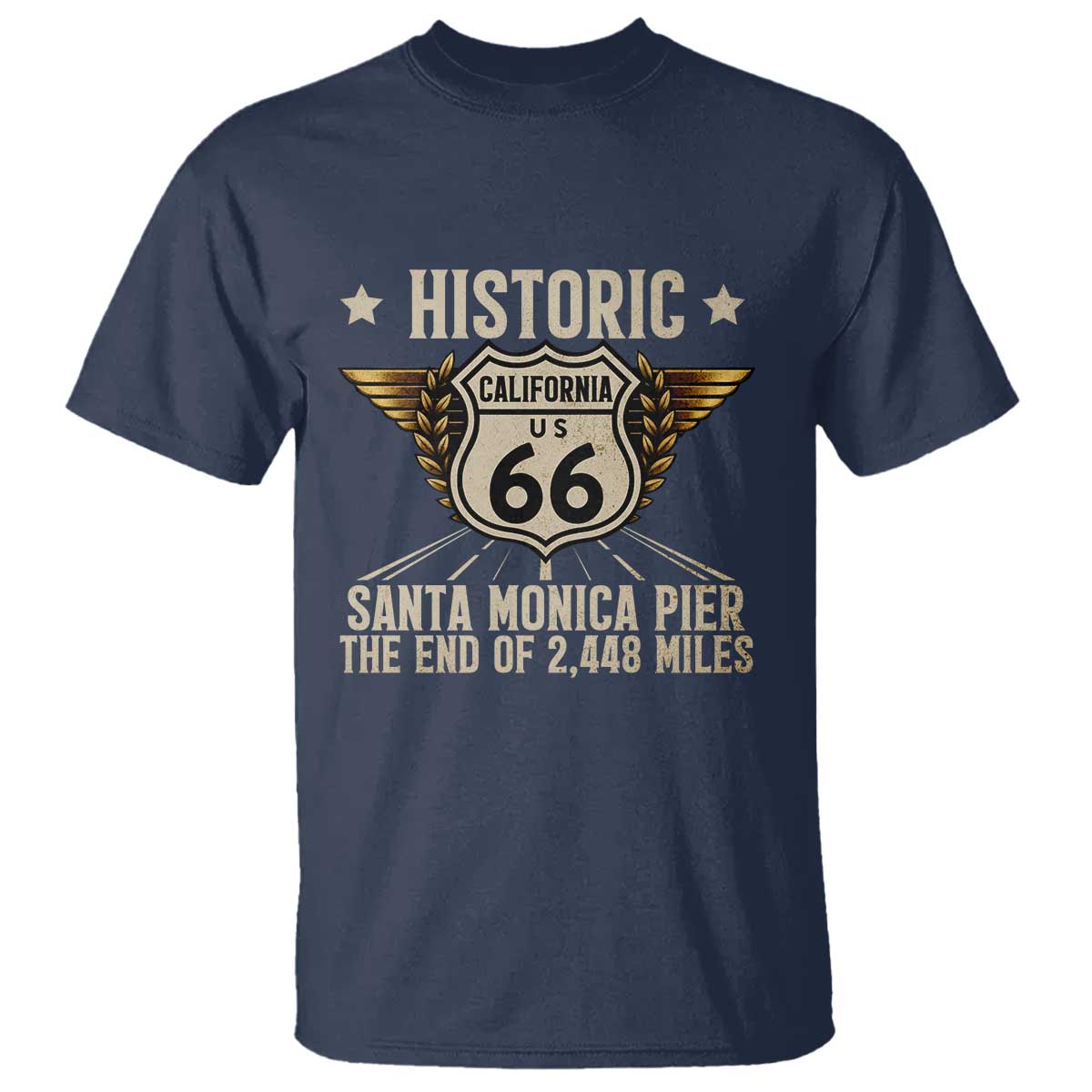 Route Highway 66 Historic California Santa Monica Pier T Shirt