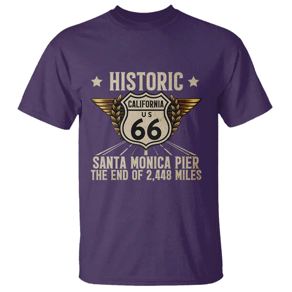Route Highway 66 Historic California Santa Monica Pier T Shirt