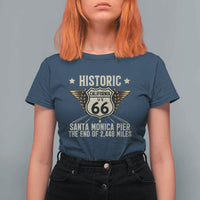 Route Highway 66 Historic California Santa Monica Pier T Shirt For Women