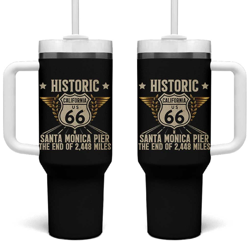 Route Highway 66 Historic California Santa Monica Pier Tumbler With Handle