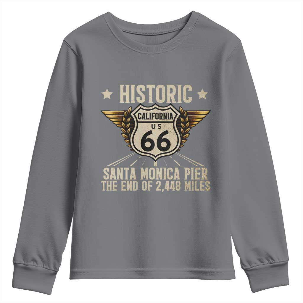 Route Highway 66 Historic California Santa Monica Pier Youth Sweatshirt