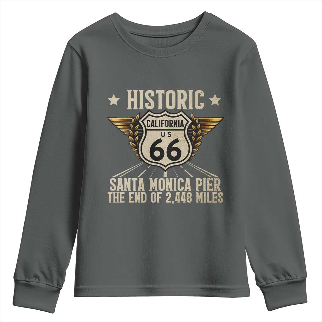 Route Highway 66 Historic California Santa Monica Pier Youth Sweatshirt