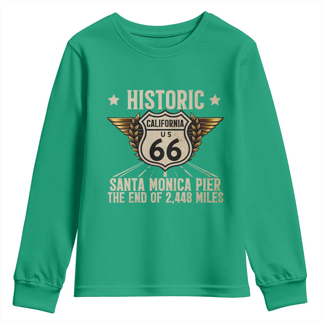Route Highway 66 Historic California Santa Monica Pier Youth Sweatshirt