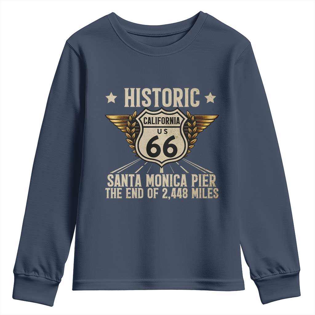 Route Highway 66 Historic California Santa Monica Pier Youth Sweatshirt