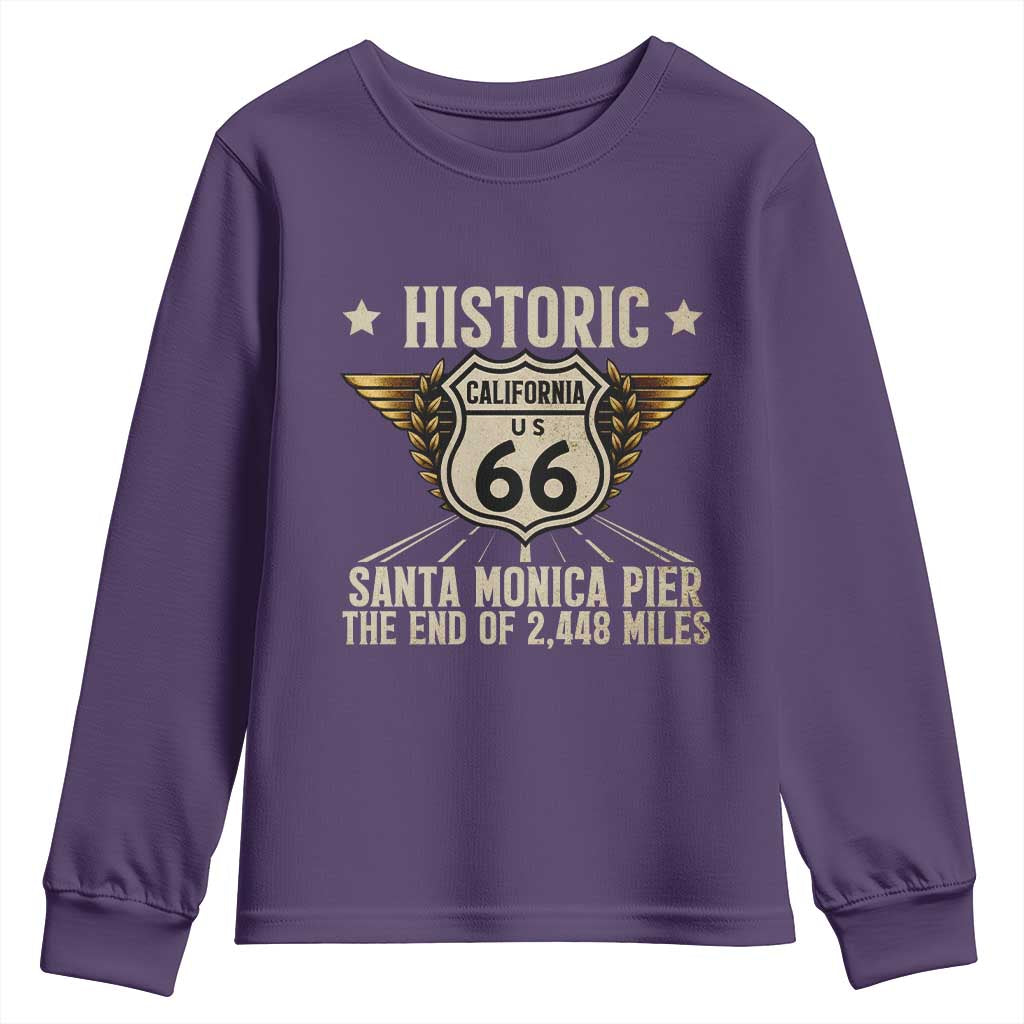 Route Highway 66 Historic California Santa Monica Pier Youth Sweatshirt