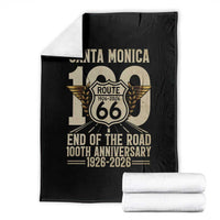 Route Highway 66 100 Year Centennial Anniversary Souvenir Throw Blanket Santa Monica End of the Road