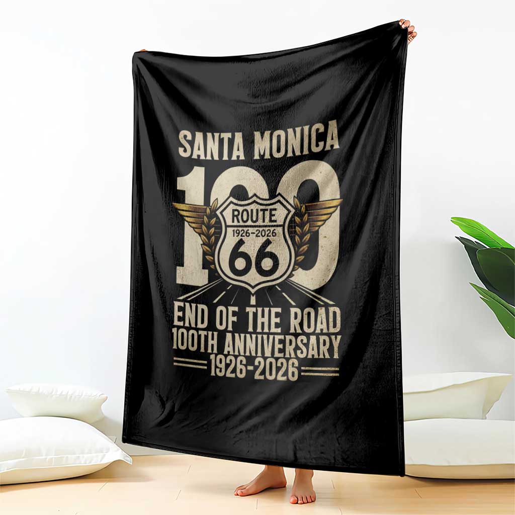 Route Highway 66 100 Year Centennial Anniversary Souvenir Throw Blanket Santa Monica End of the Road