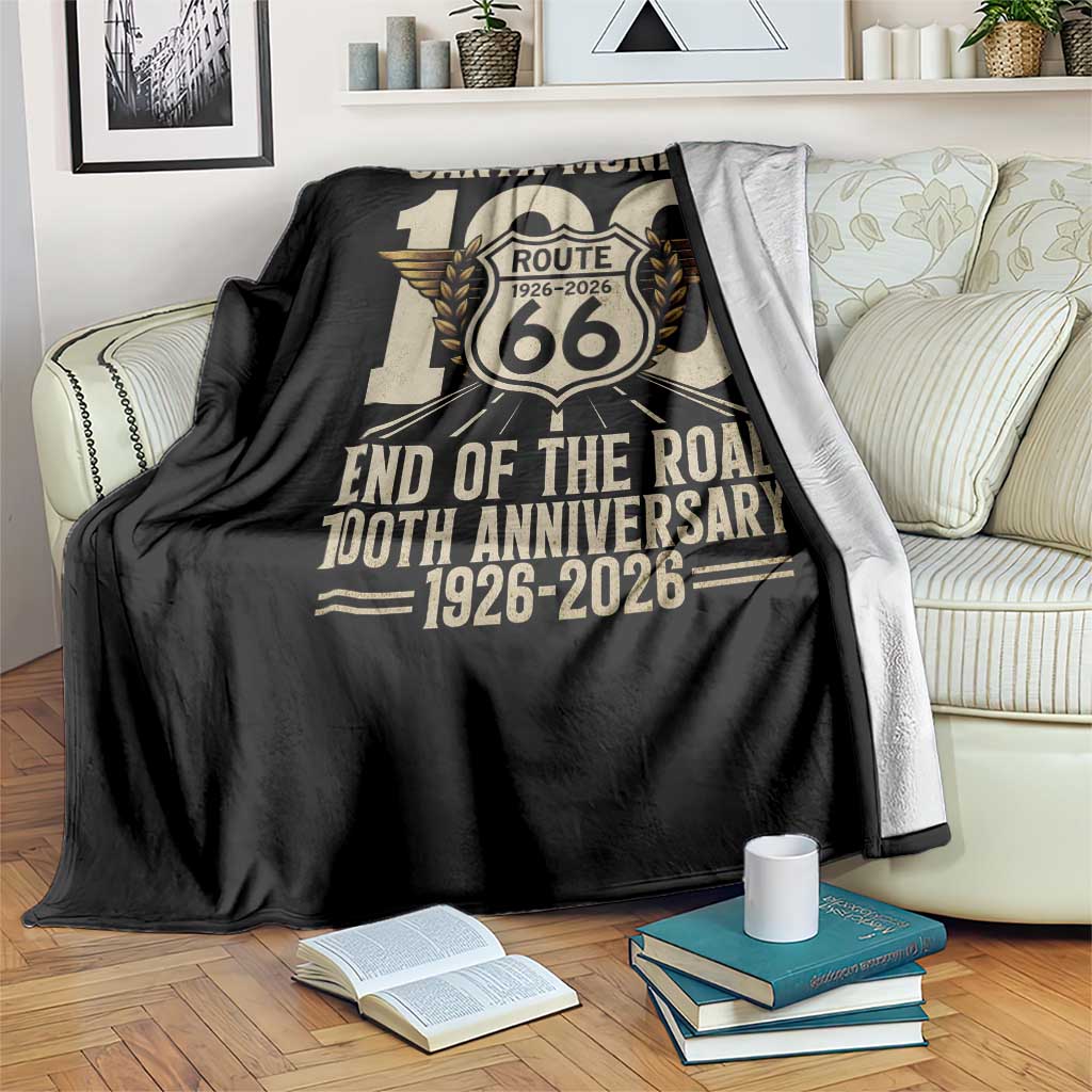 Route Highway 66 100 Year Centennial Anniversary Souvenir Throw Blanket Santa Monica End of the Road
