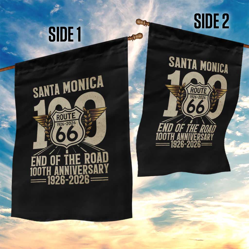 Route Highway 66 100 Year Centennial Anniversary Souvenir Garden Flag Santa Monica End of the Road