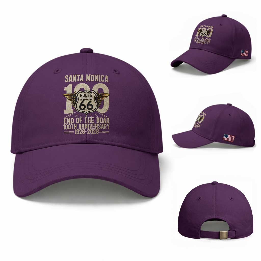 Route Highway 66 100 Year Centennial Anniversary Souvenir Baseball Cap Santa Monica End of the Road