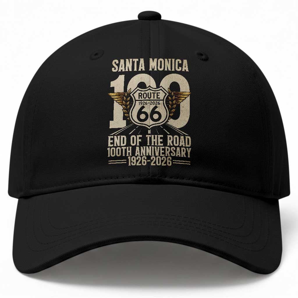 Route Highway 66 100 Year Centennial Anniversary Souvenir Baseball Cap Santa Monica End of the Road