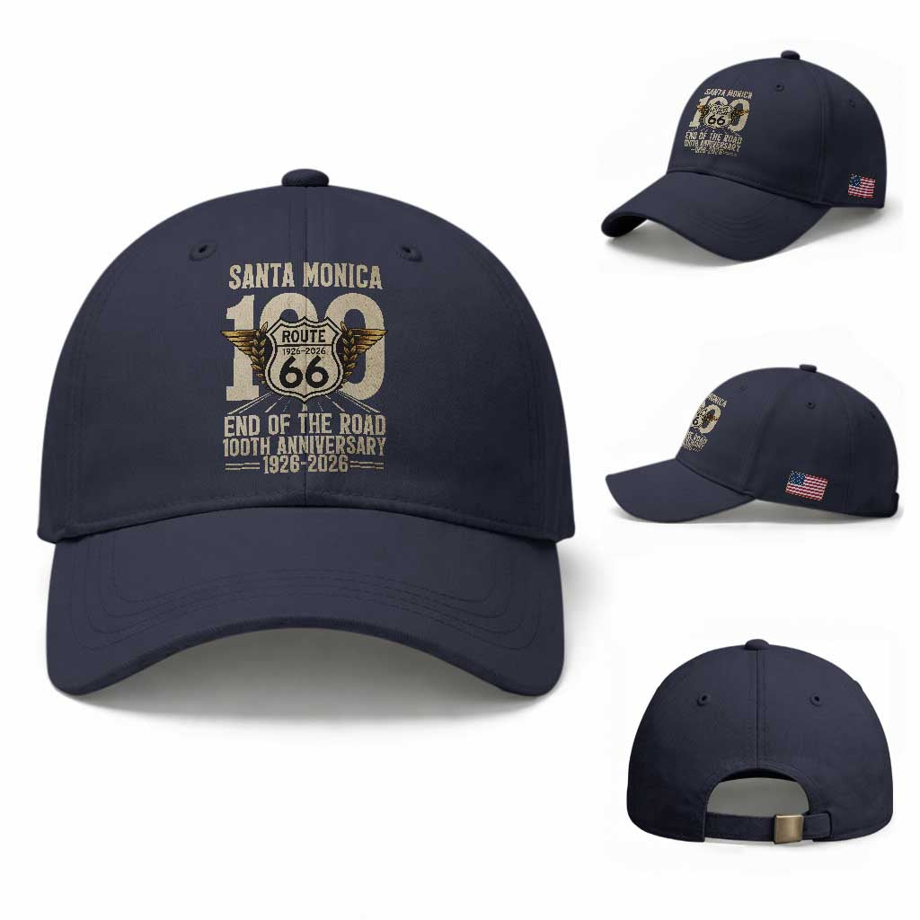 Route Highway 66 100 Year Centennial Anniversary Souvenir Baseball Cap Santa Monica End of the Road