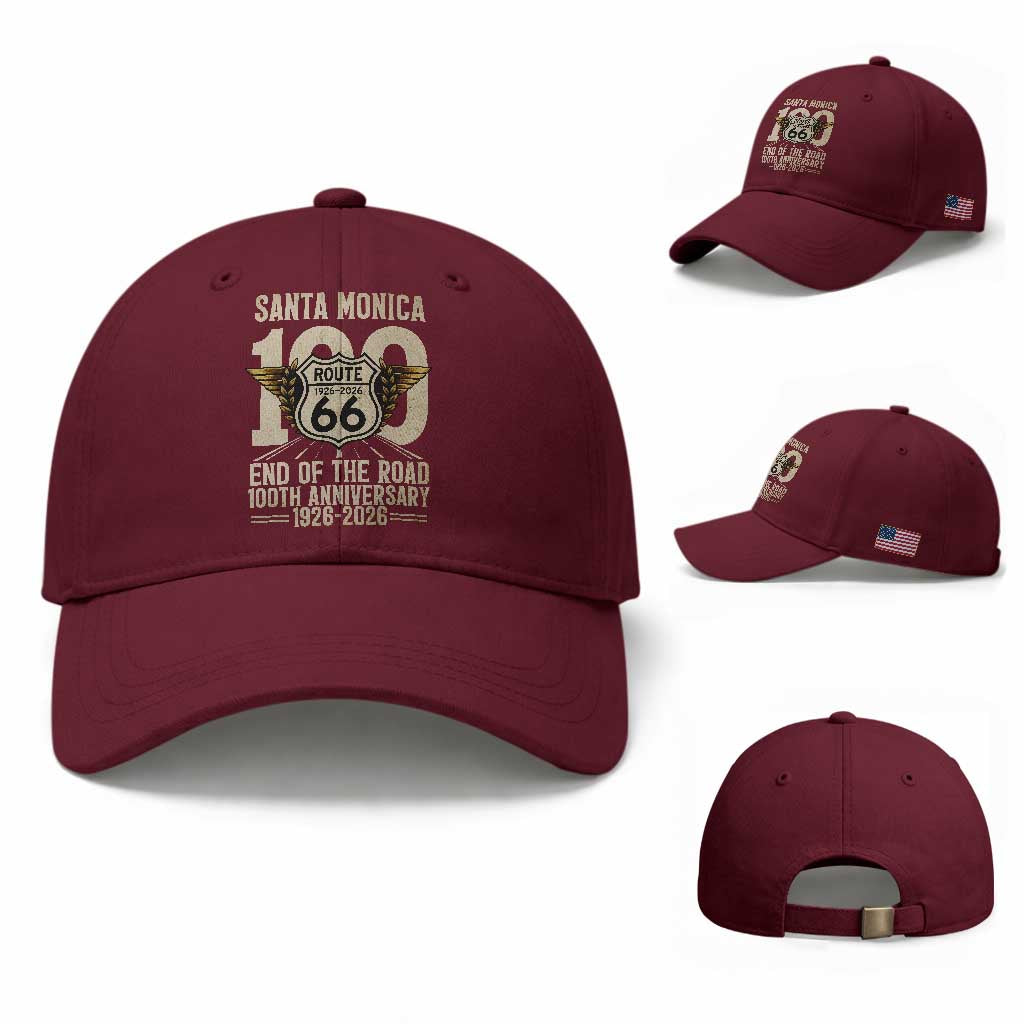 Route Highway 66 100 Year Centennial Anniversary Souvenir Baseball Cap Santa Monica End of the Road