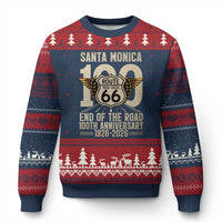 Route Highway 66 100 Year Centennial Anniversary Souvenir Ugly Christmas Sweater Santa Monica End of the Road