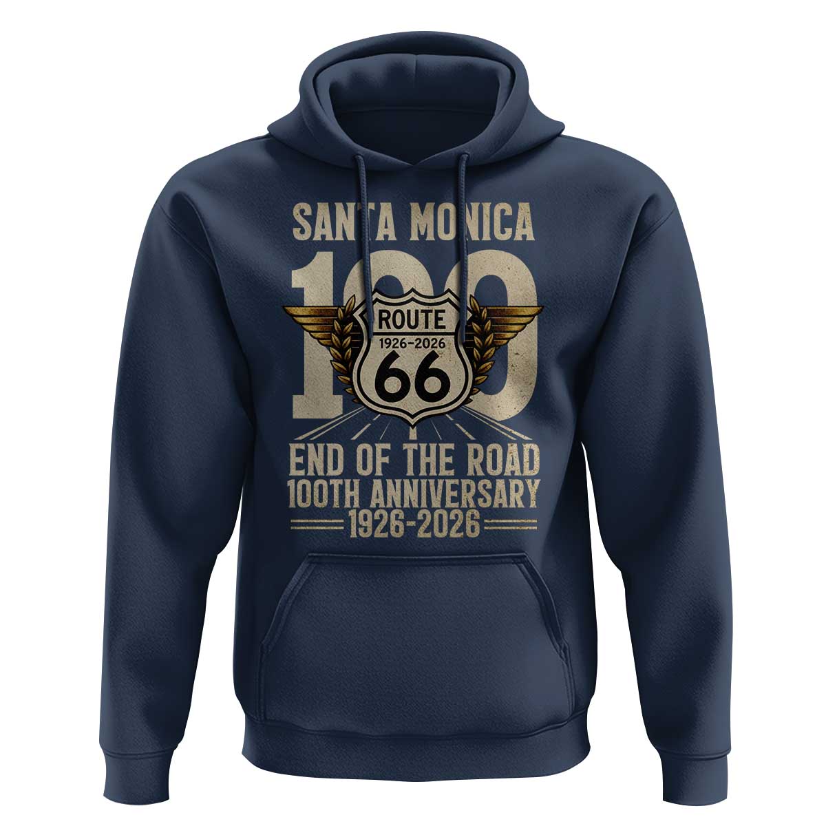 Route Highway 66 100 Year Centennial Anniversary Souvenir Hoodie Santa Monica End of the Road