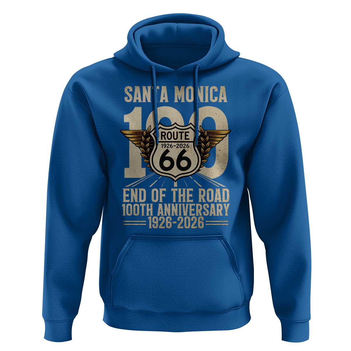 Route Highway 66 100 Year Centennial Anniversary Souvenir Hoodie Santa Monica End of the Road