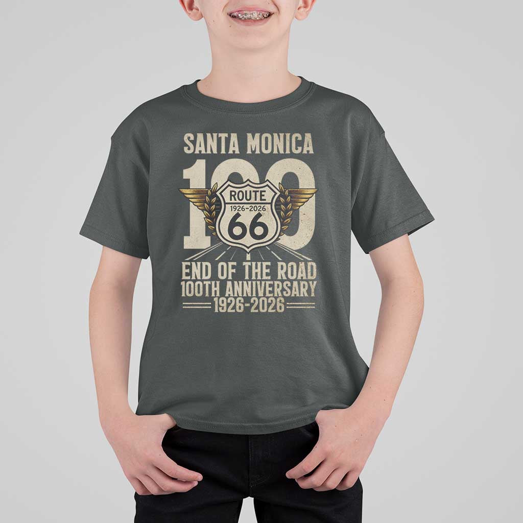 Route Highway 66 100 Year Centennial Anniversary Souvenir T Shirt For Kid Santa Monica End of the Road