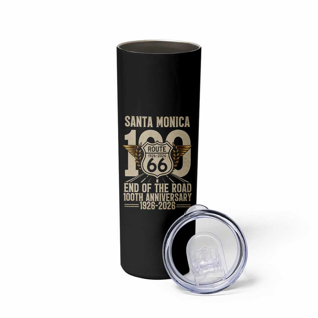 Route Highway 66 100 Year Centennial Anniversary Souvenir Skinny Tumbler Santa Monica End of the Road