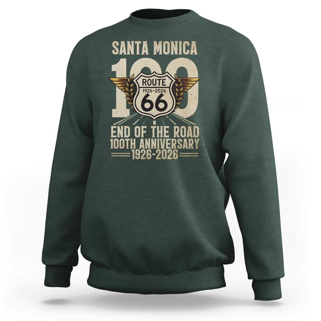 Route Highway 66 100 Year Centennial Anniversary Souvenir Sweatshirt Santa Monica End of the Road