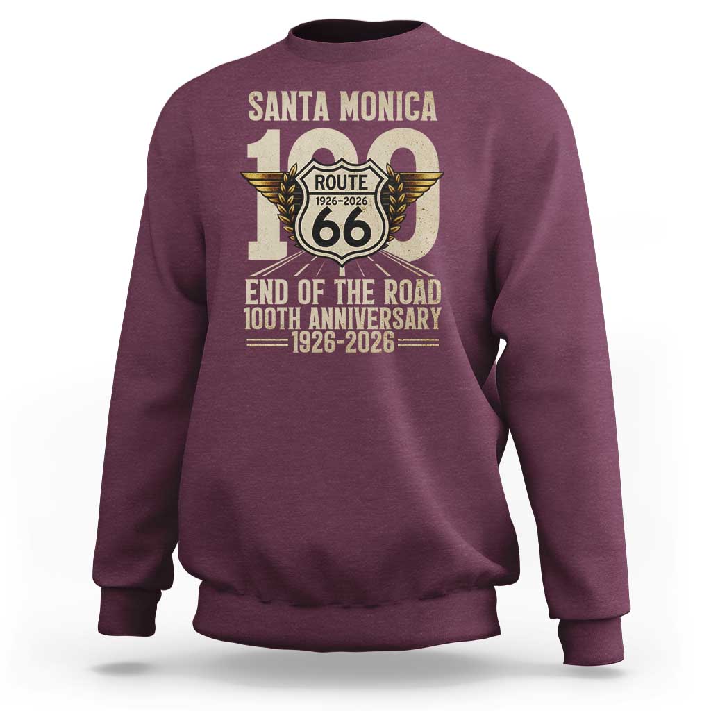 Route Highway 66 100 Year Centennial Anniversary Souvenir Sweatshirt Santa Monica End of the Road