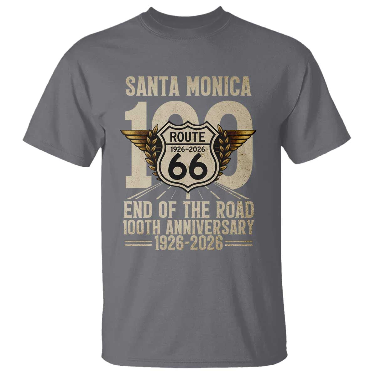 Route Highway 66 100 Year Centennial Anniversary Souvenir T Shirt Santa Monica End of the Road