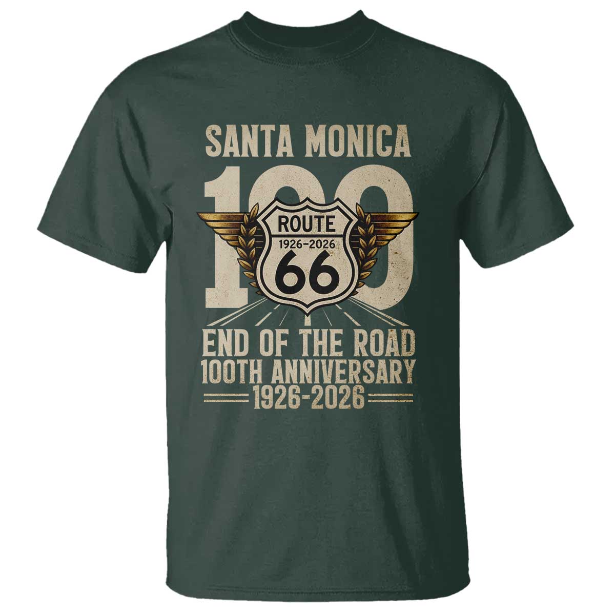 Route Highway 66 100 Year Centennial Anniversary Souvenir T Shirt Santa Monica End of the Road
