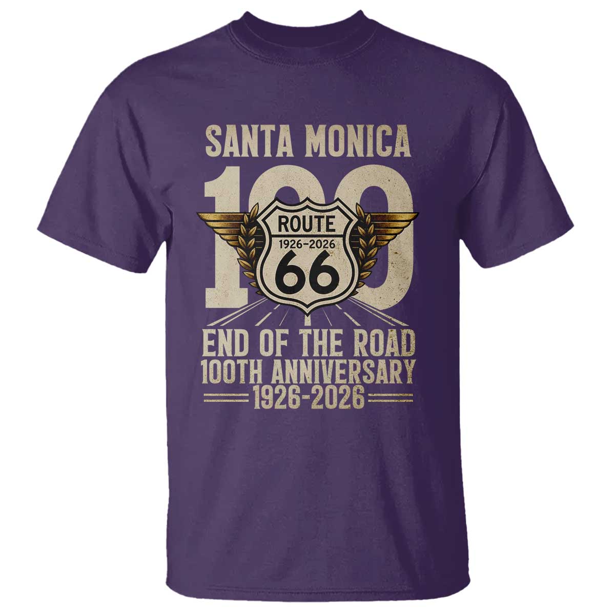 Route Highway 66 100 Year Centennial Anniversary Souvenir T Shirt Santa Monica End of the Road