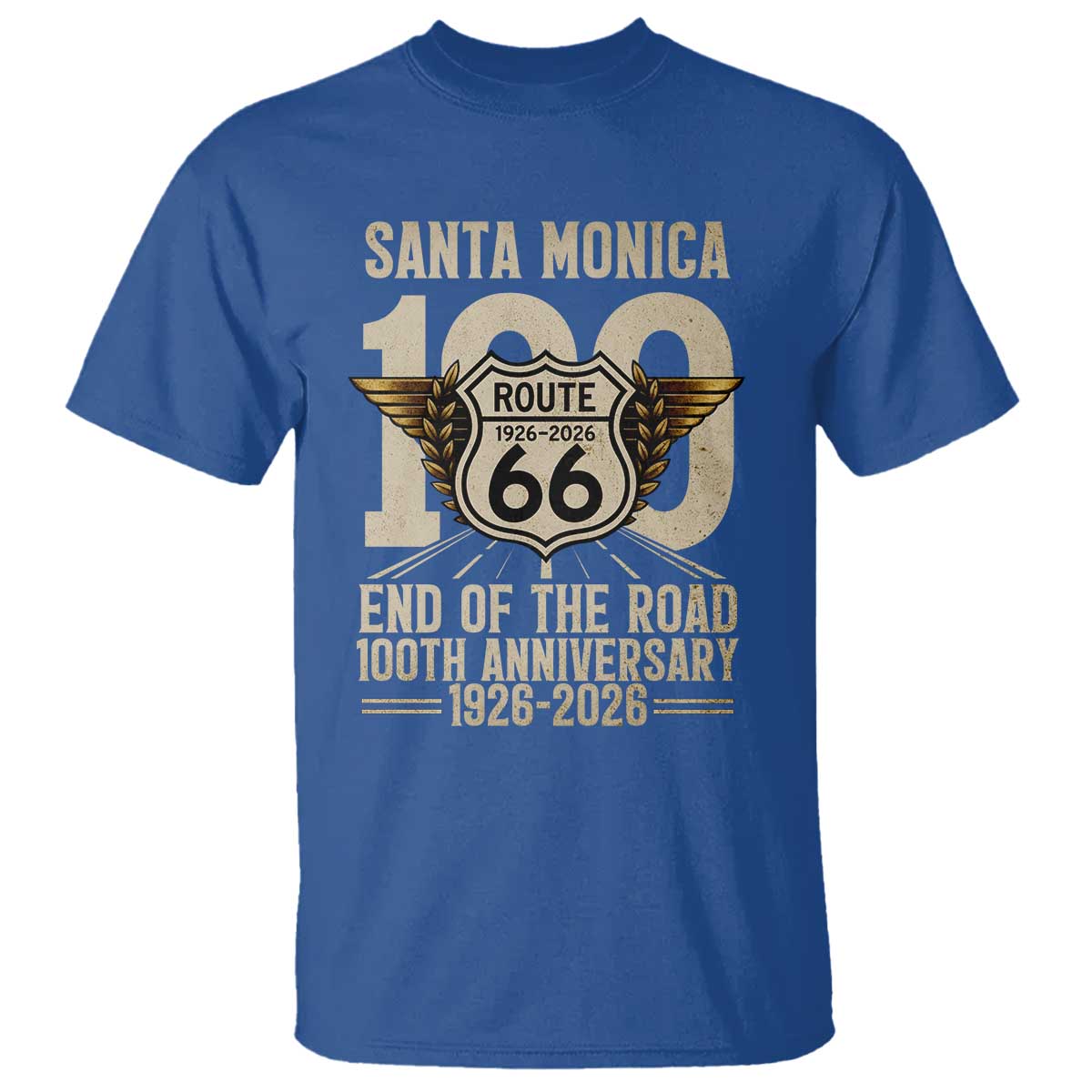 Route Highway 66 100 Year Centennial Anniversary Souvenir T Shirt Santa Monica End of the Road