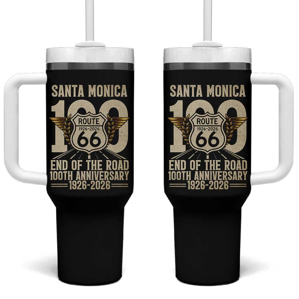 Route Highway 66 100 Year Centennial Anniversary Souvenir Tumbler With Handle Santa Monica End of the Road