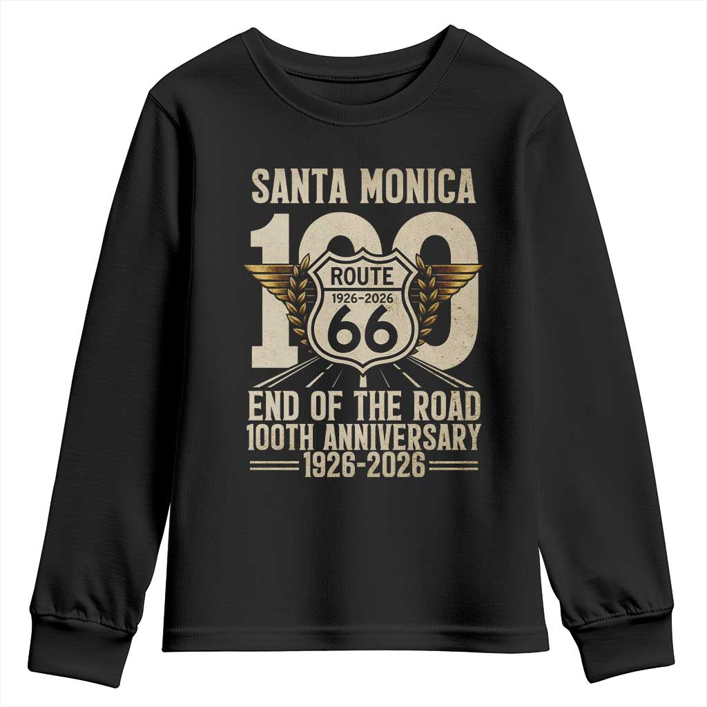 Route Highway 66 100 Year Centennial Anniversary Souvenir Youth Sweatshirt Santa Monica End of the Road