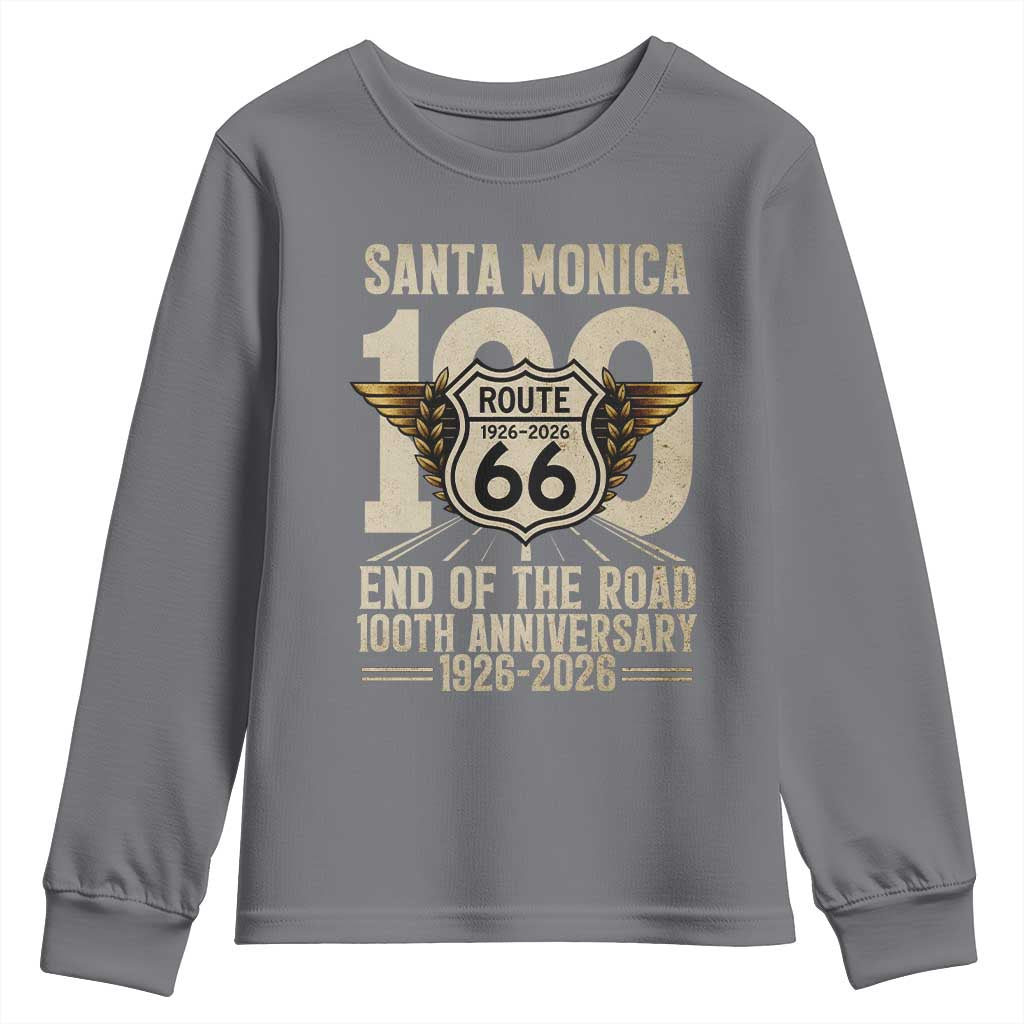 Route Highway 66 100 Year Centennial Anniversary Souvenir Youth Sweatshirt Santa Monica End of the Road