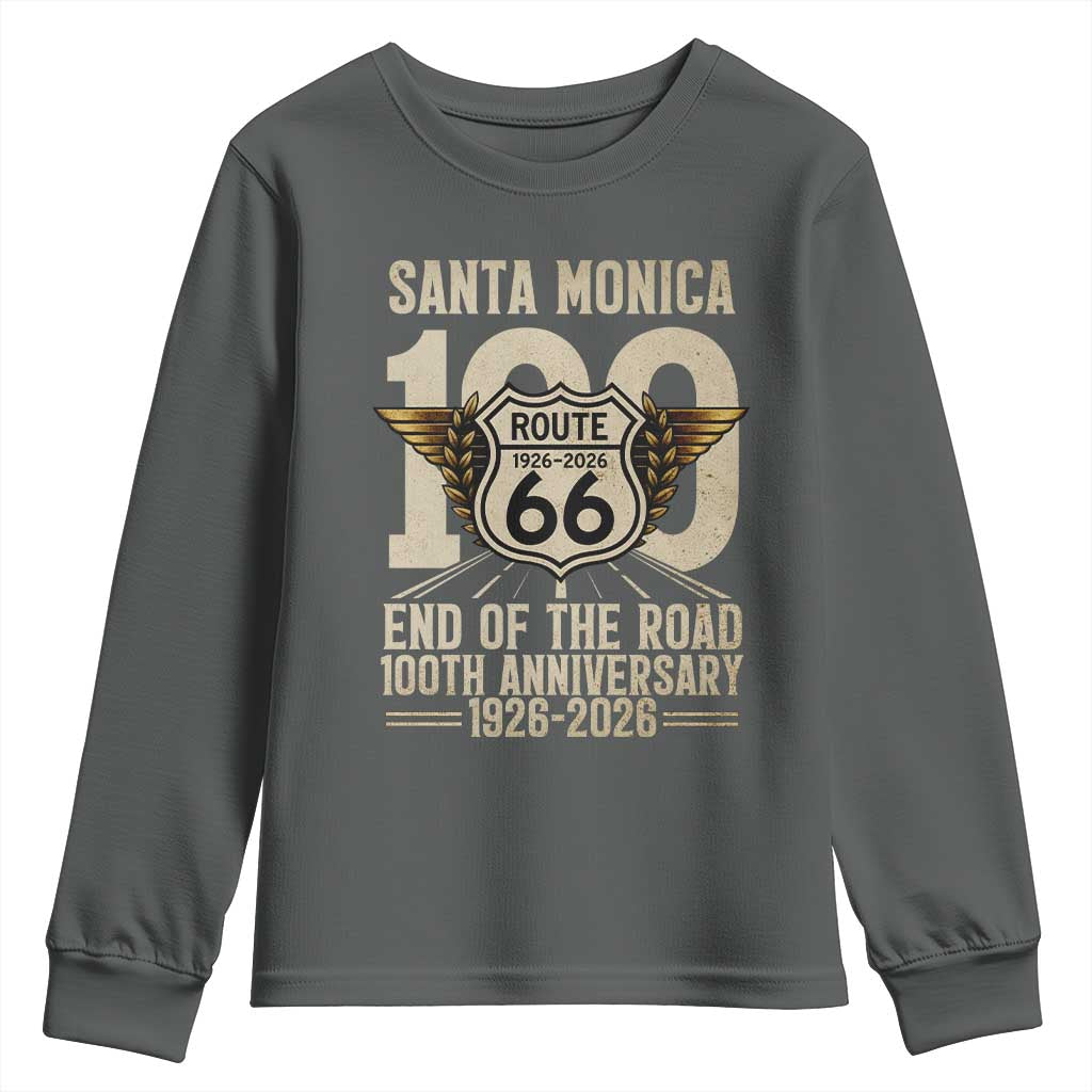 Route Highway 66 100 Year Centennial Anniversary Souvenir Youth Sweatshirt Santa Monica End of the Road