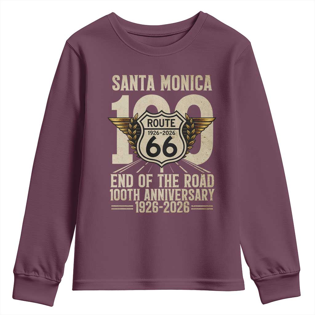 Route Highway 66 100 Year Centennial Anniversary Souvenir Youth Sweatshirt Santa Monica End of the Road