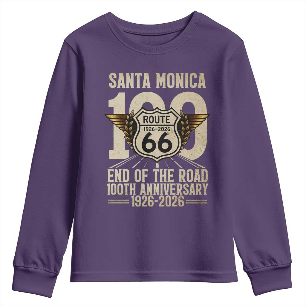 Route Highway 66 100 Year Centennial Anniversary Souvenir Youth Sweatshirt Santa Monica End of the Road