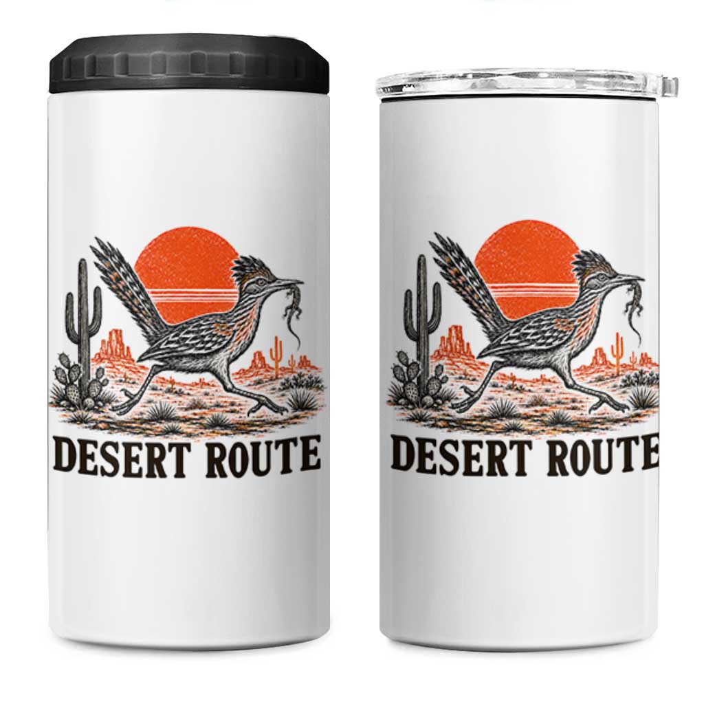 Arizona Roadrunner Bird Desert Landscape Cactus 4 in 1 Can Cooler Tumbler