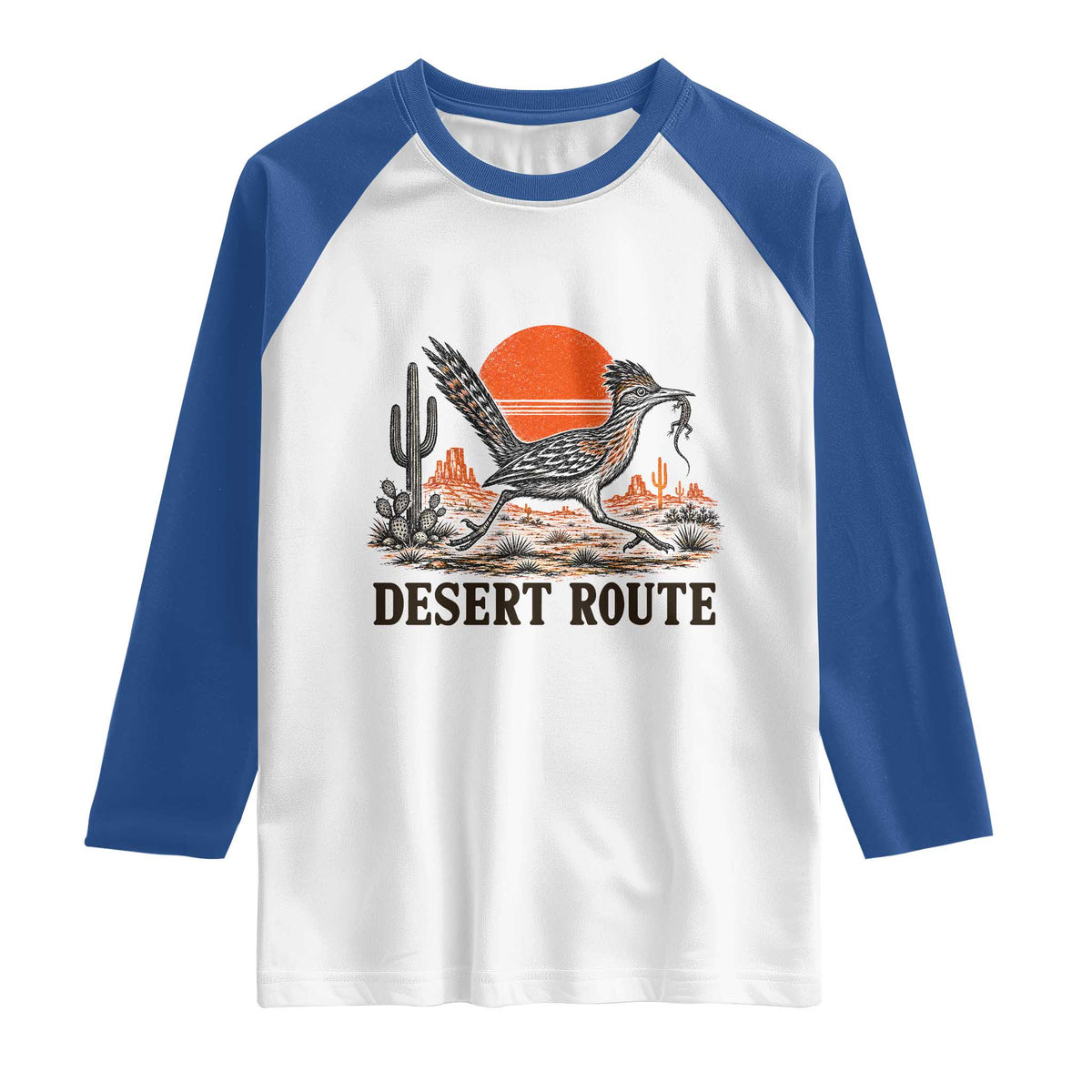 Arizona Roadrunner Bird Desert Landscape Cactus Raglan Shirt