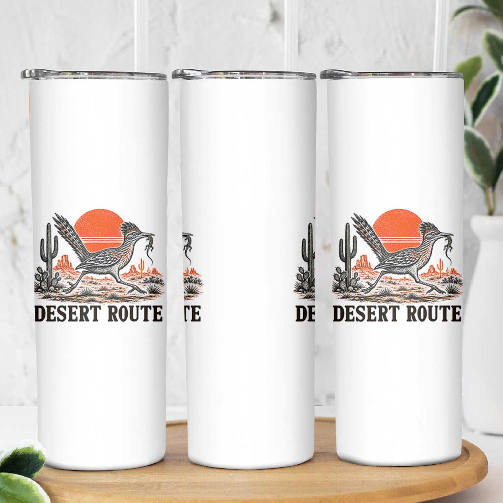 Arizona Roadrunner Bird Desert Landscape Cactus Skinny Tumbler