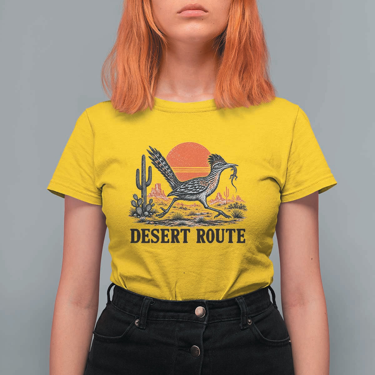 Arizona Roadrunner Bird Desert Landscape Cactus T Shirt For Women