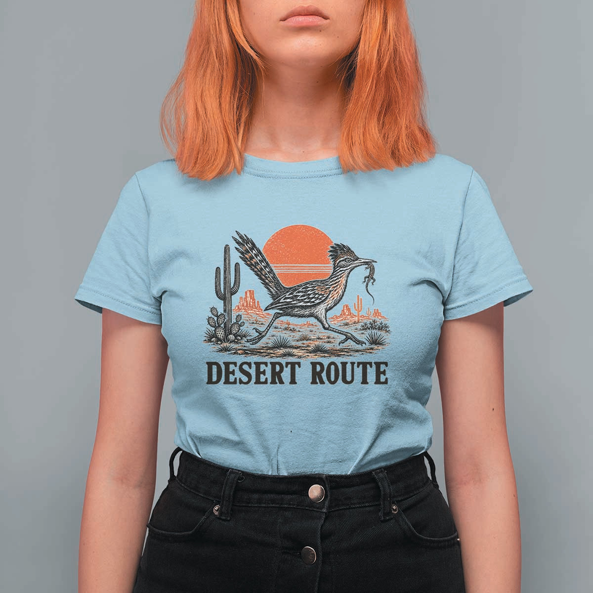Arizona Roadrunner Bird Desert Landscape Cactus T Shirt For Women