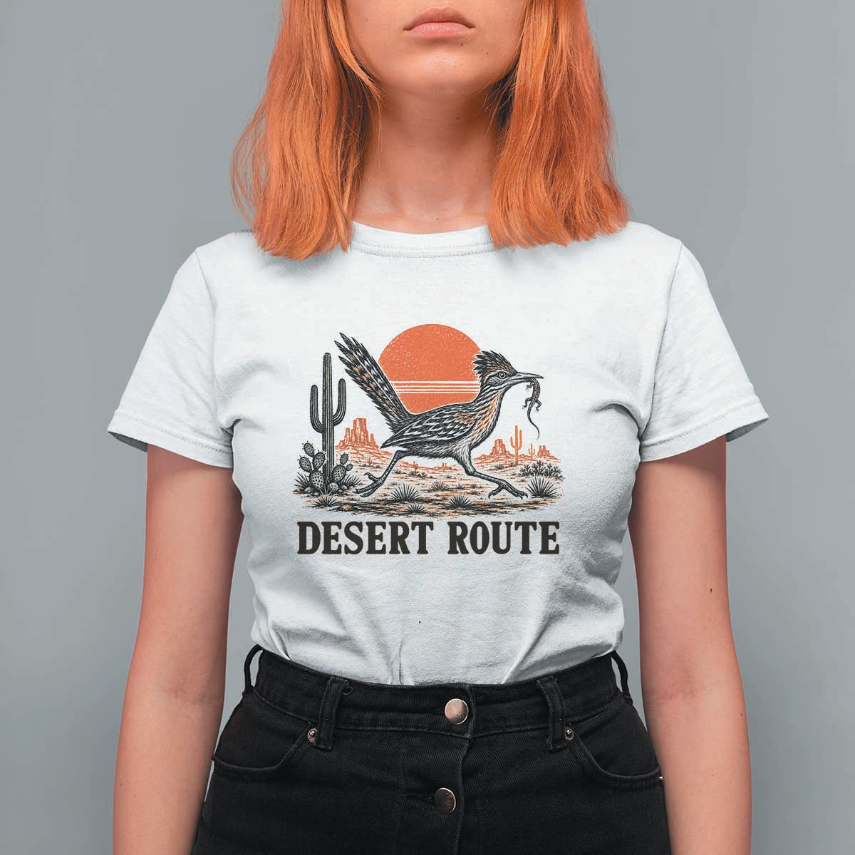 Arizona Roadrunner Bird Desert Landscape Cactus T Shirt For Women