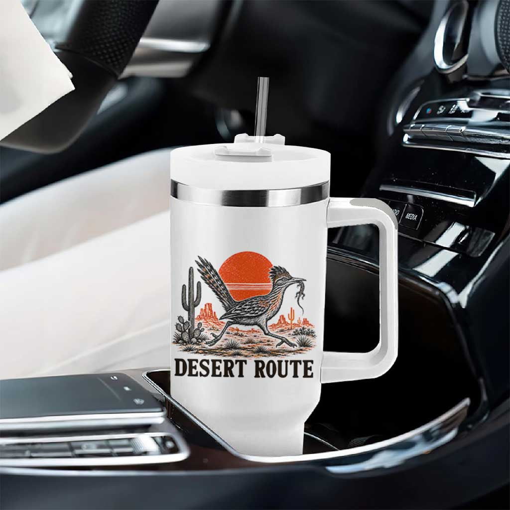 Arizona Roadrunner Bird Desert Landscape Cactus Tumbler With Handle